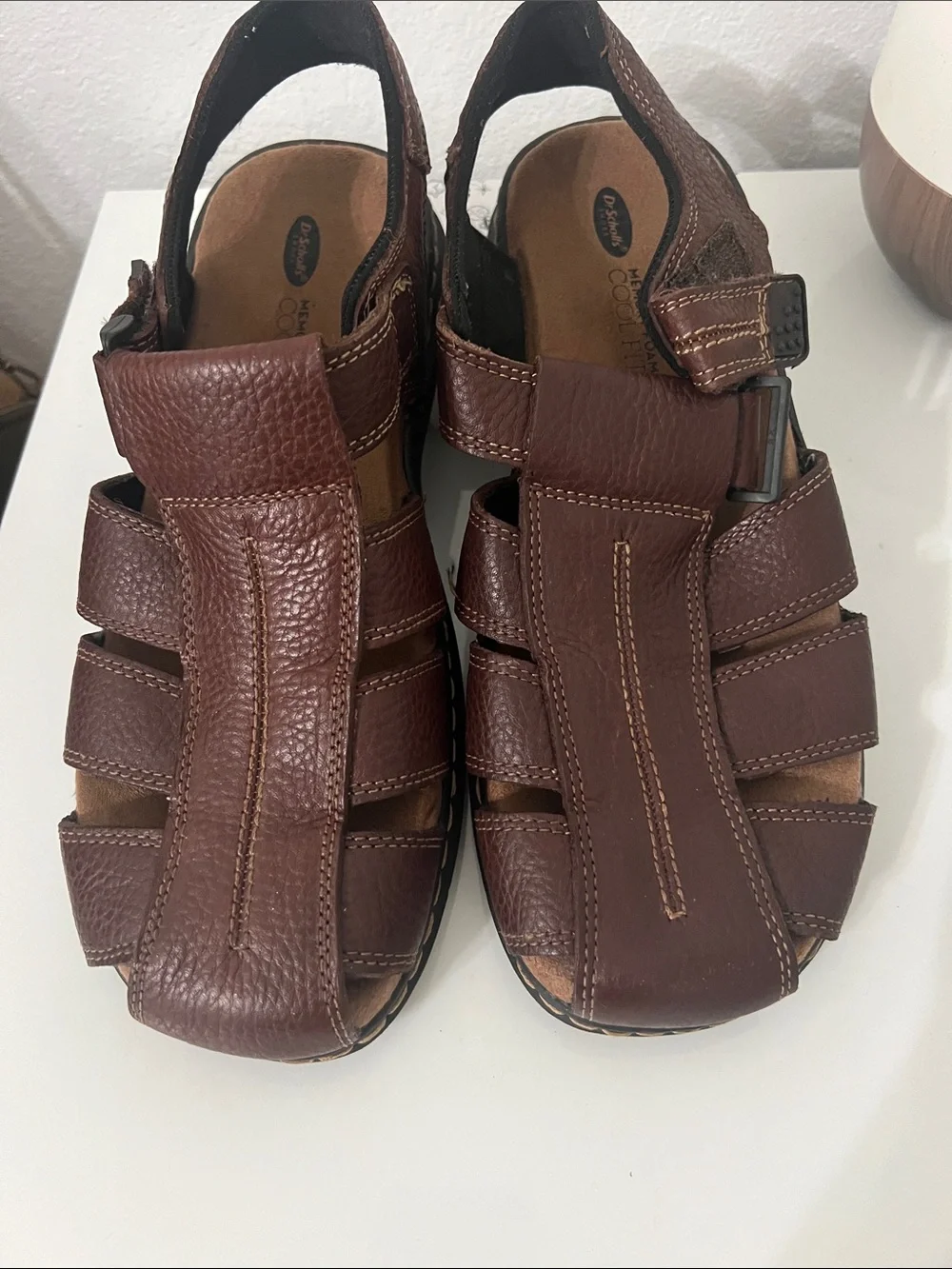 Dr. Scholl's Men's Brown Leather Fisherman Sandals